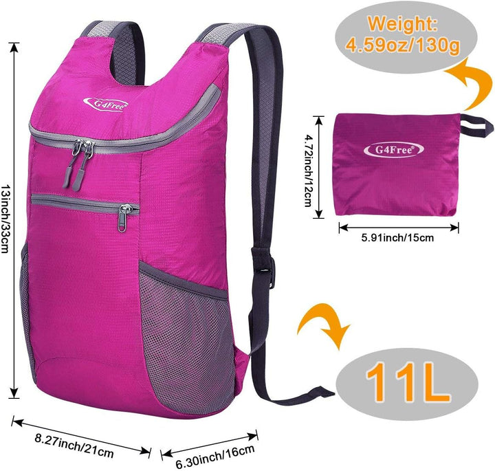 G4Free Ultraleichter 11 l kleiner faltbarer Rucksack für Reisen, Wandern, Radfahren, Wandern oder Me