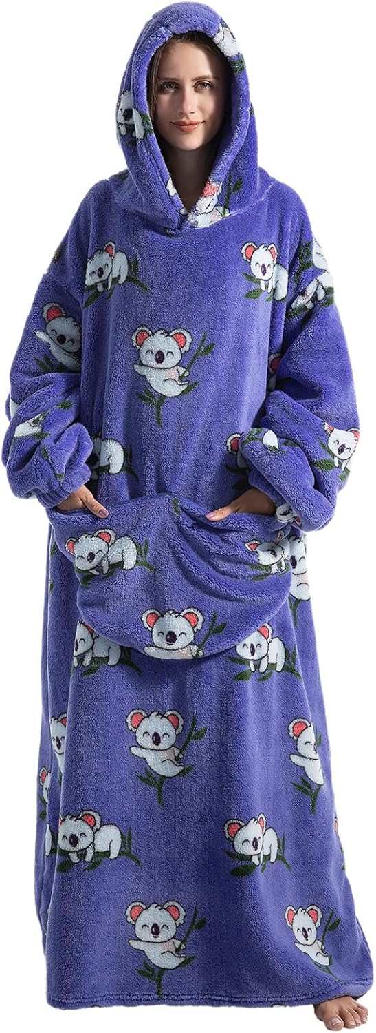 Ultra Weiche Hoodie Decke mit Ärmeln Warme Flanell Decke zum Anziehen für Zuhause Sofa und Bett, Kus