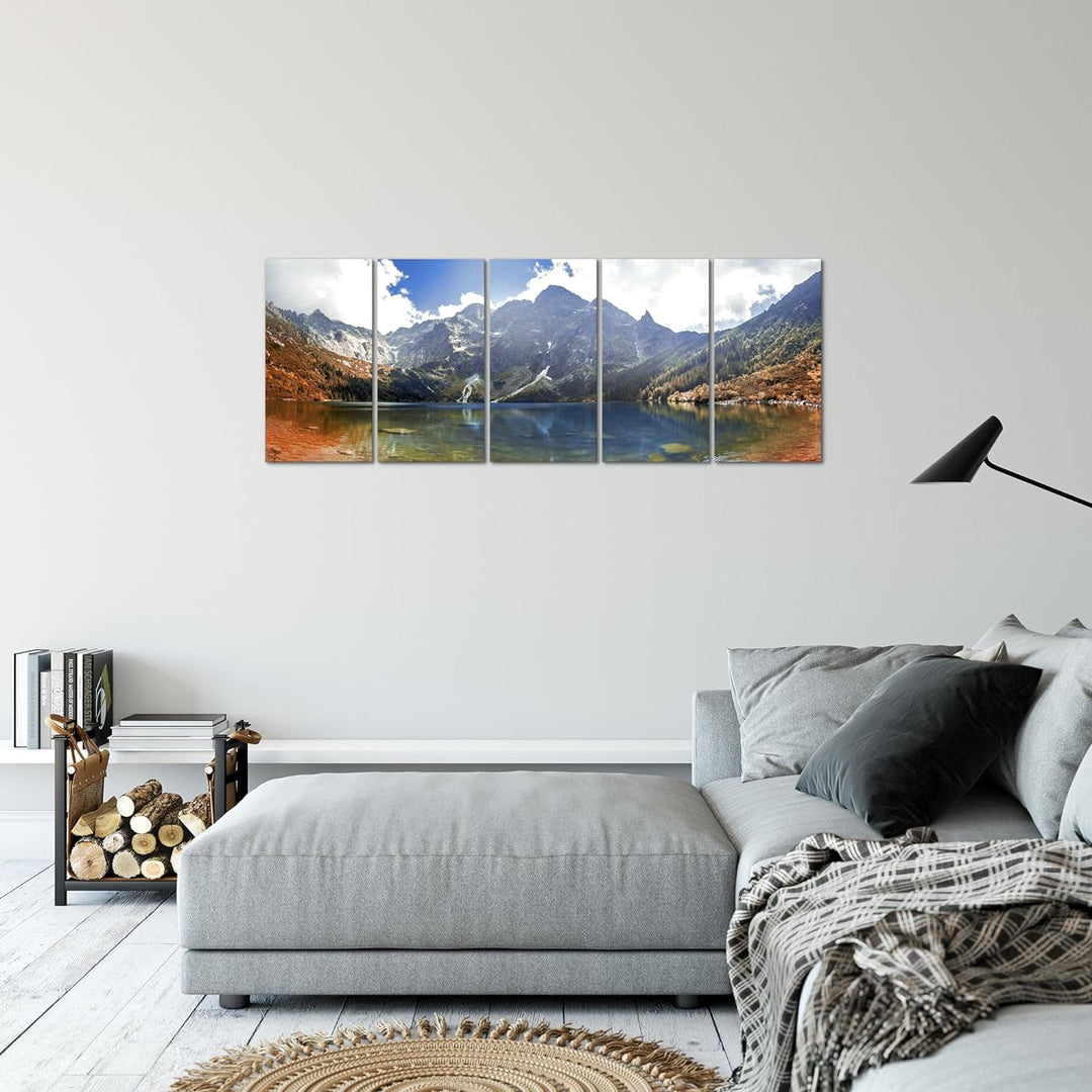 Runa Art Bild Berge Landschaft Wandbilder auf Vlies Leinwand 5 Teilig Wanddekoration Schlafzimmer Wo