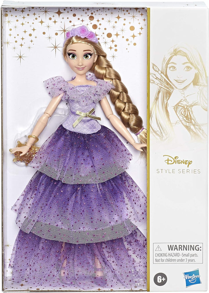 Hasbro Disney Prinzessinnen Style Serie, Rapunzel Modepuppe, modernes Abendkleid mit Haarband, Handt