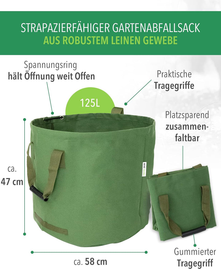 Benz Garden Garten-Abfallsack - Faltbarer Laub-Sack aus robustem Leinengewebe - Schwerlast-Gartensac
