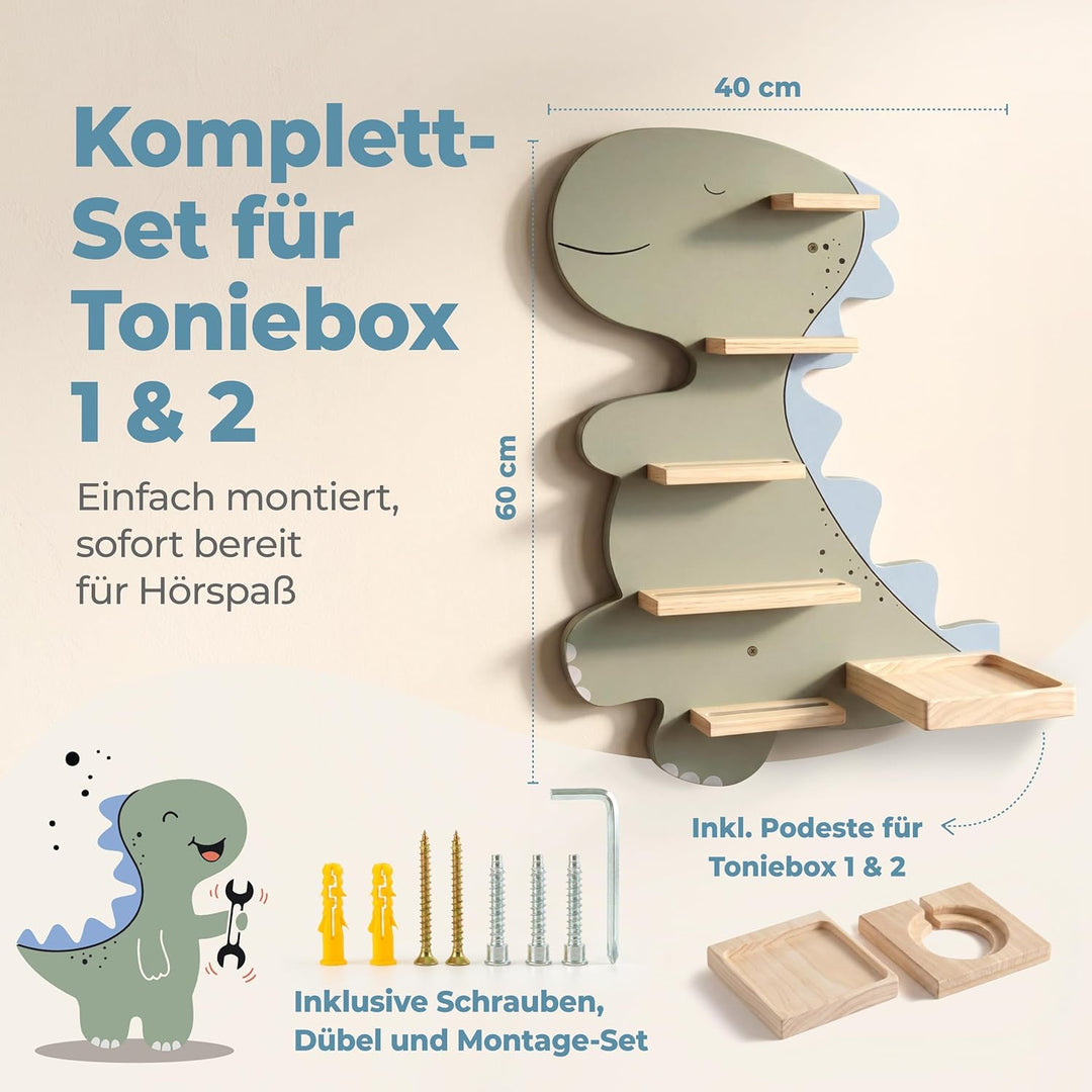 Little Goldie® Tonie Regal - für Tonie Figuren (magnetisch) und Box - Dino Motiv für Jungen und Mädc