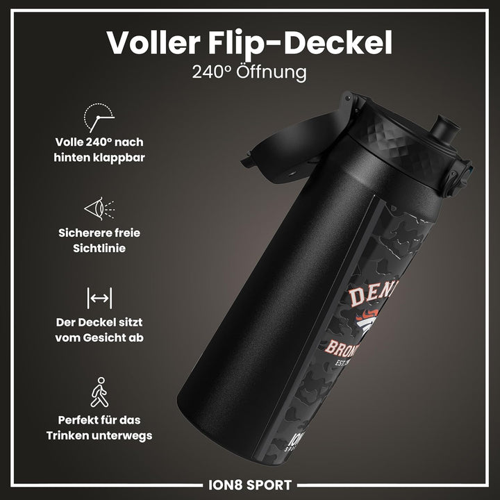 ion8 NFL Edelstahl-Trinkflasche, Auslaufsicher, Einhandöffnung, Sichere Verriegelung, Spülmaschinenf