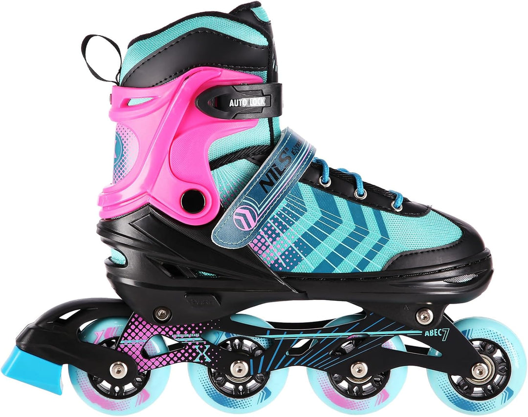 Nils Extreme 4-In-1 Inliner Eishockey Devin, Farbe:Schwarz-Violett, Grösse:S(29-33)