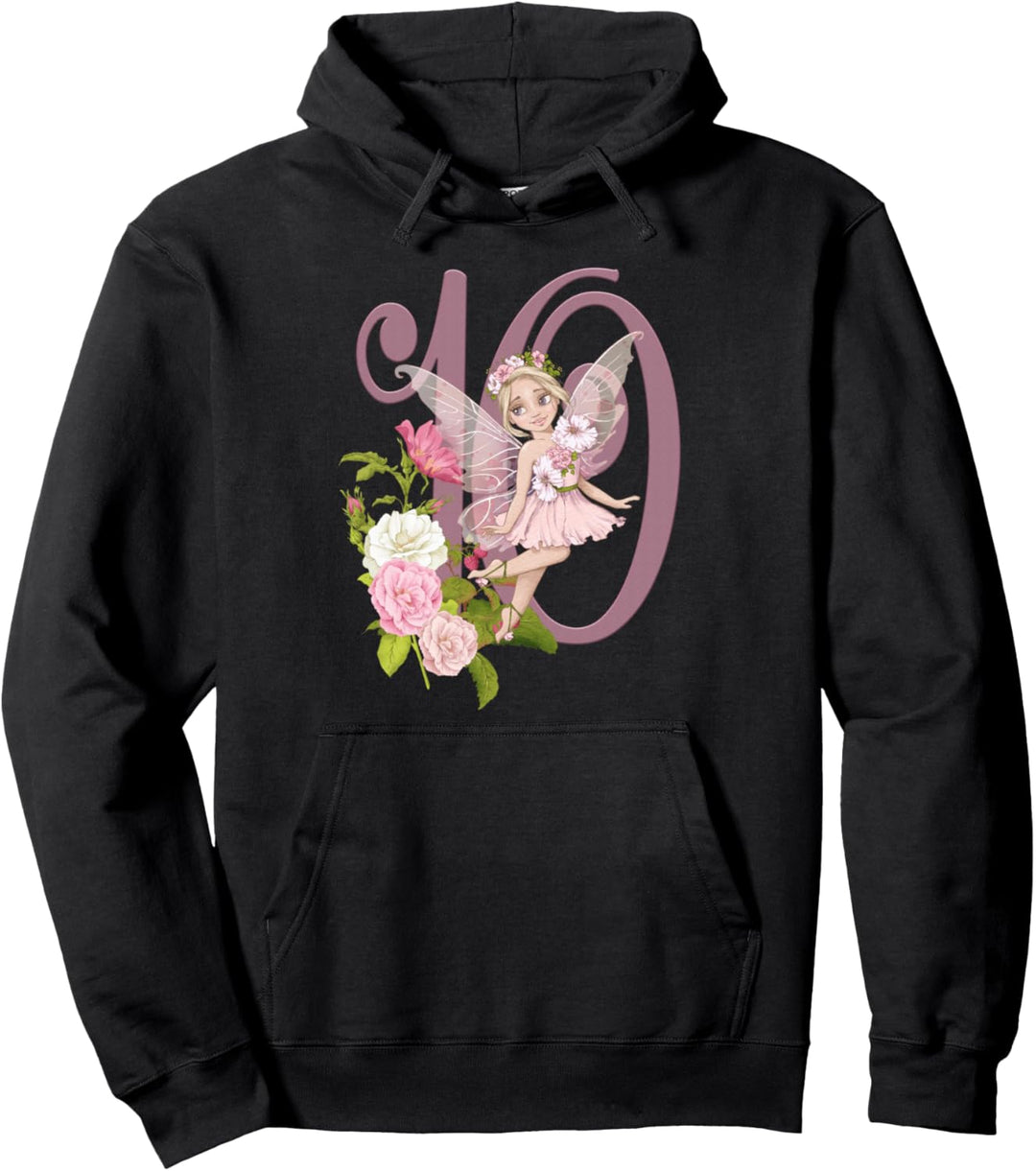 10. Geburtstag Fee Blondes Mädchen Pfirsich Feenfeen Pullover Hoodie