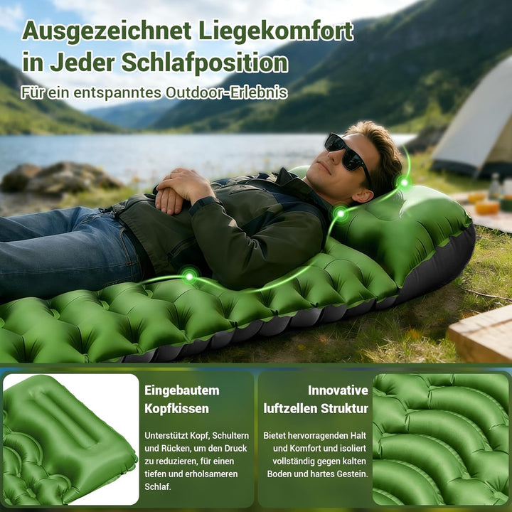 Isomatte Camping Luftmatratze Aufblasbare Matratze, Ultraleicht, Kompakte, Dick, Aufblasbar Sleeping
