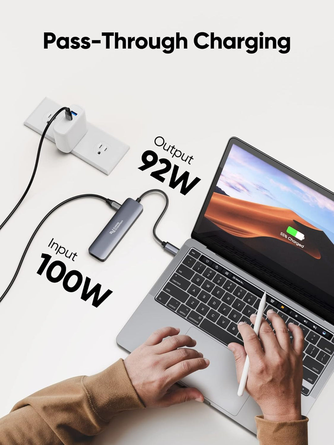 USB C Hub, CableCreation 5-in-1 USB C auf HDMI Multiport Adapter, 100W PD, 3 USB 3.0 Ports für MacBo