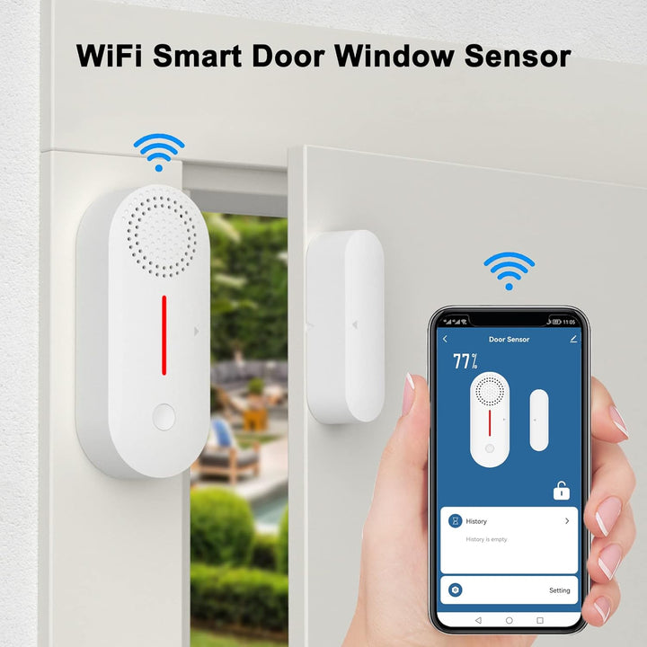 WiFi Smart Türsensor, drahtloser Türfenster Sensor Alarm, Mini Kontaktsensor für die Sicherheit zu H