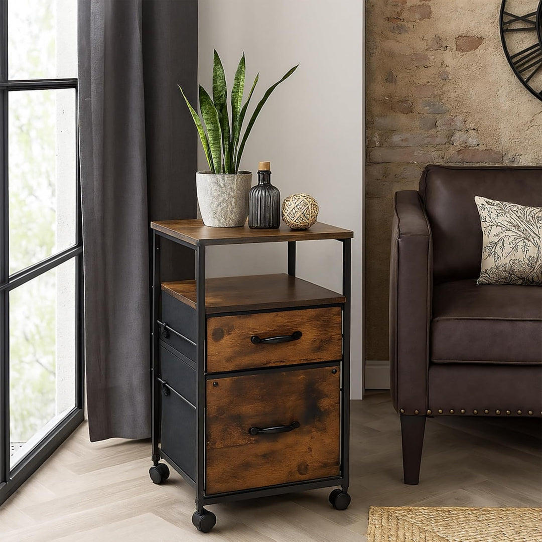 Relaxdays Rollcontainer, 2 Schubladen, Hängeregister, Industrial-Design, HBT: 68x40x40 cm, Aktenschr