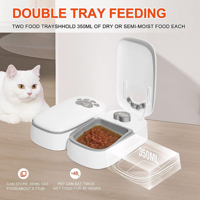 2 Näpfe Automatischer Futterspender für Katzen und Hunde, Upgraded-Chip Timed Dry Pet Food Feeder mi