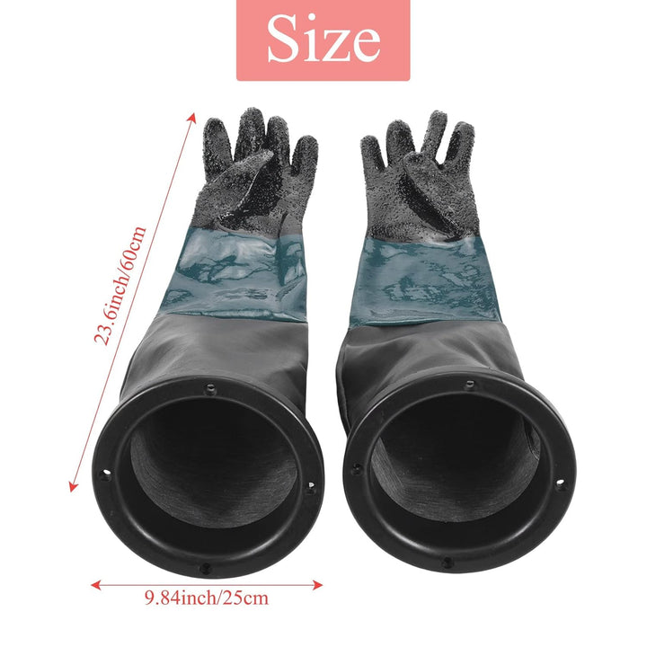 Sandstrahl Handschuhe mit O Ringen, 60cm Sandstrahlkabinett Handschuhe, Sandstrahlhandschuhe für Mod