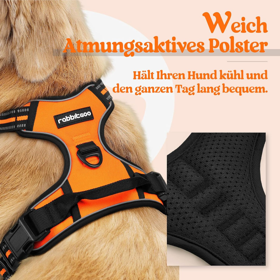 rabbitgoo Hundegeschirr Mittelgrosse Hunde Anti Zug Geschirr Hund mit Kontrolle No Pull Verstellbar