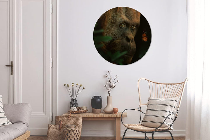 MuchoWow Wandbild Rund Wanddeko Deko Wohnzimmer Bilder 90x90 cm Tiere - Affe - Natur, 90x90 cm
