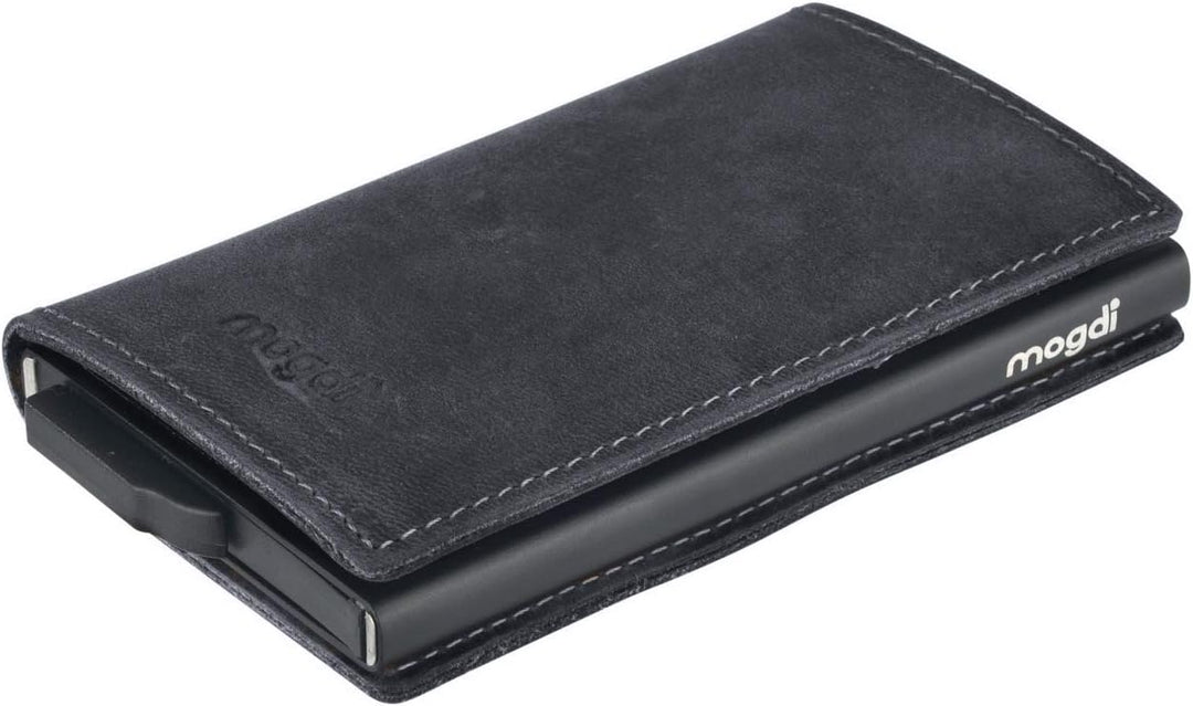 mogdi Nano Black Premium Herren Portmonee RFID Schutz Kartenetui Business Geldbörse feinstes A++ Ech