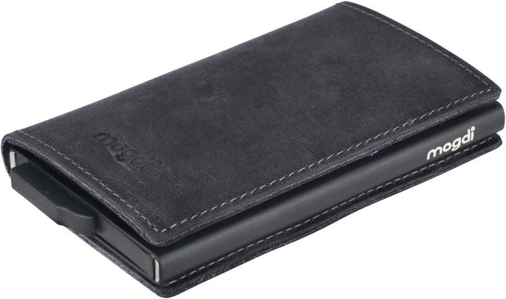 mogdi Nano Black Premium Herren Portmonee RFID Schutz Kartenetui Business Geldbörse feinstes A++ Ech