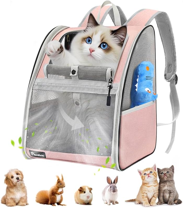 Pawaboo katzenrucksack, hunderucksack für Katzen Hunde Welpen mit Fenster, Haustier Rucksack cat Bac