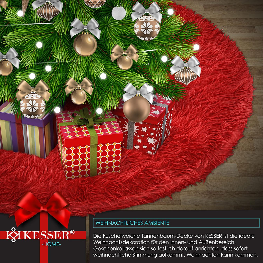 KESSER® Weihnachtsbaumdecke Tannenbaum Decke Christbaumdecke kunstfell Ø 150cm, Rund Teppich Filz Pl
