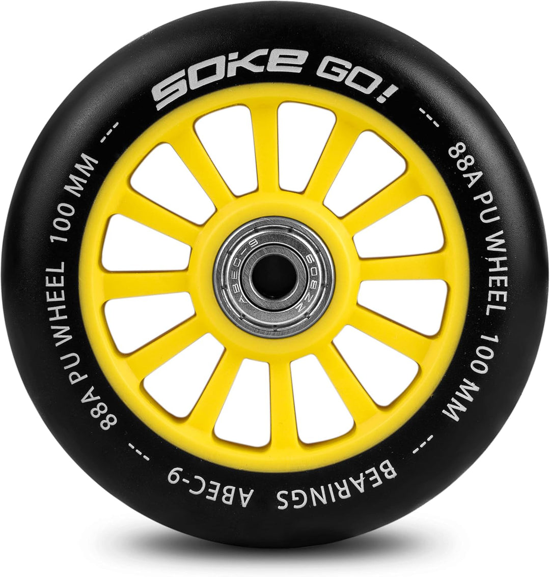 SOKE Scooter Räder 1679, 5x12x12cm, Zwei Stück, Gold, Langlebig, für Kinder, Jugendliche, Erwachsene