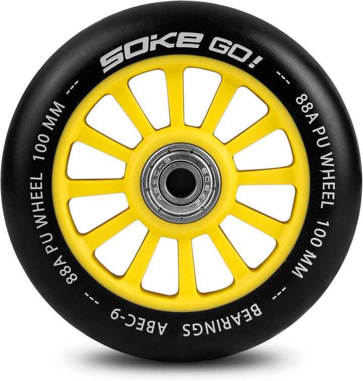 SOKE Scooter Räder 1679, 5x12x12cm, Zwei Stück, Gold, Langlebig, für Kinder, Jugendliche, Erwachsene