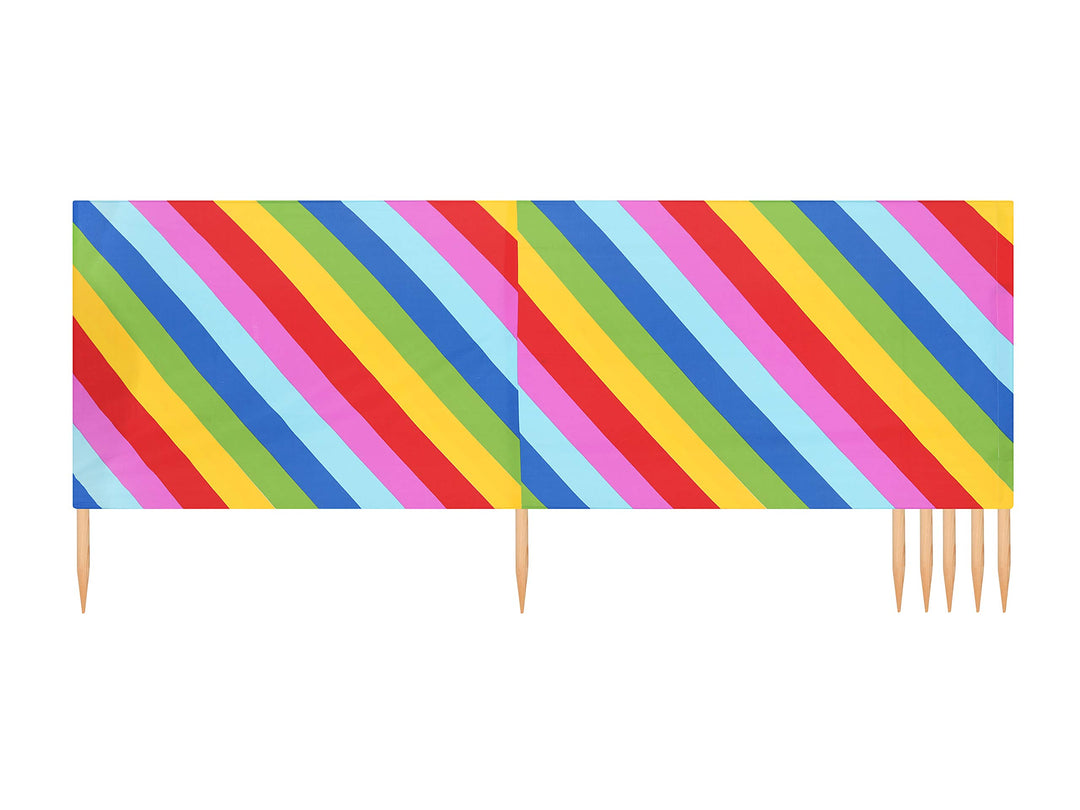 Ladeheid Windschutz Strand Sichtschutz mit Holzstab praktisches Strand Zubehör LAEX001 10 m Bunte St