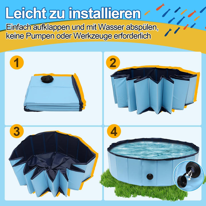 Vigevee Hundepool Klappbares 120 * 30CM, Hundepool fur Grosse Hunde, Hundebadewanne Hunde Planschbec