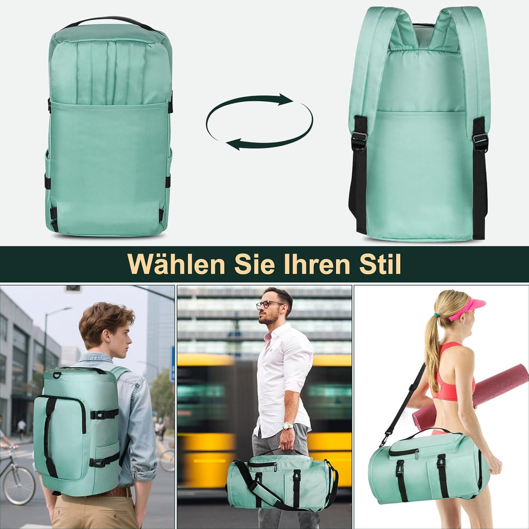 Sporttasche Herren, 30L Damen Sporttasche Rucksack, Klein Sportrucksack mit Schuhfach und Nassfach,
