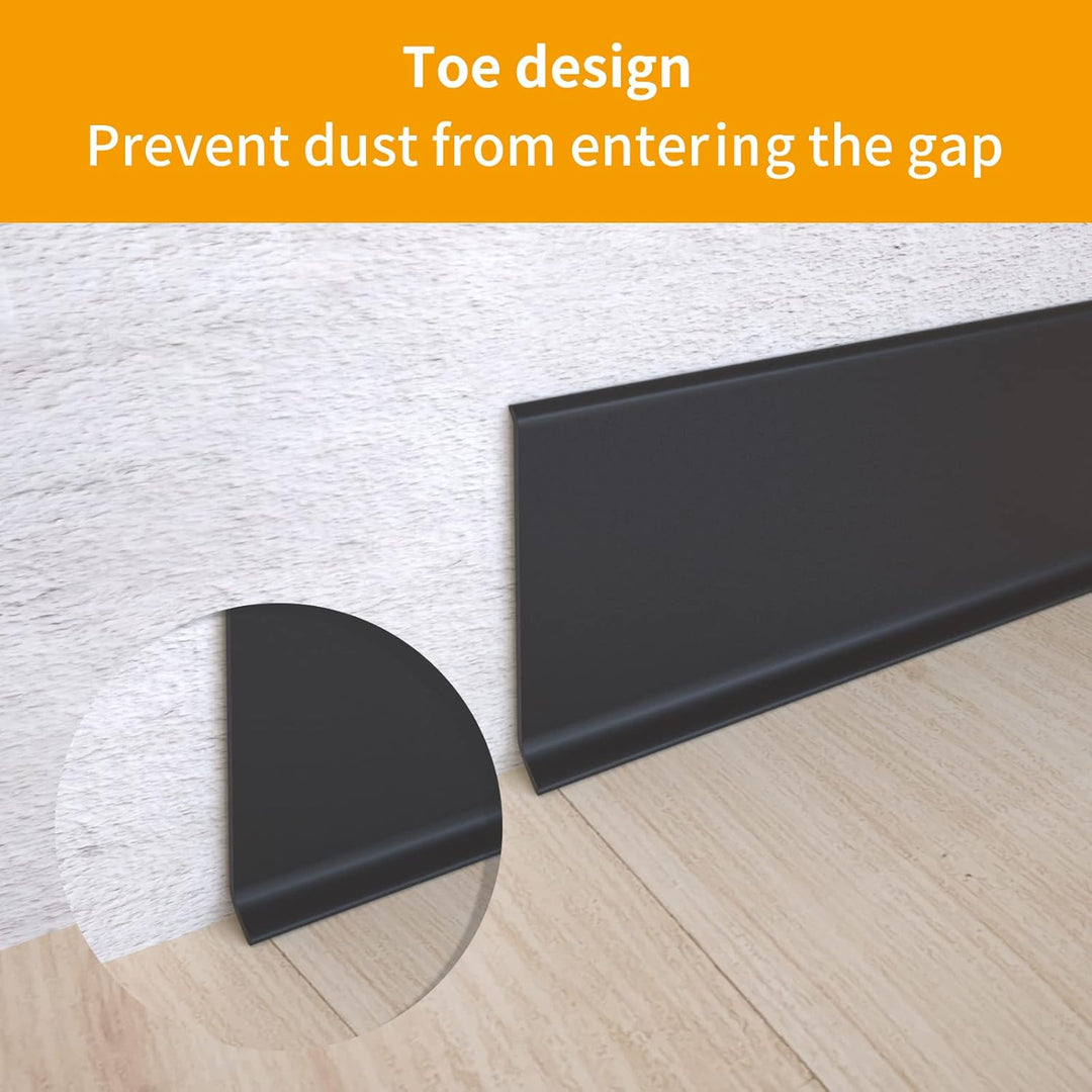 NeatiEase PVC Weichsockelleiste selbstklebend WEISS Knickleiste, 10 cm x 10 Meter(Schwarz) 10cm x 10