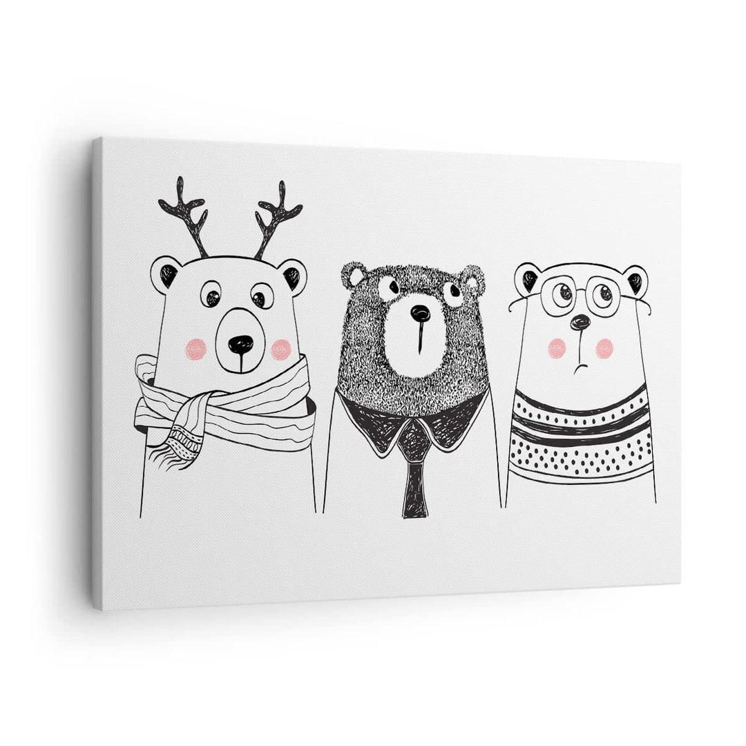 Bilder auf Leinwand Spass süss Teddybär Leinwandbild mit Rahmen 70x50cm Wandbilder Dekoration Wohnzi