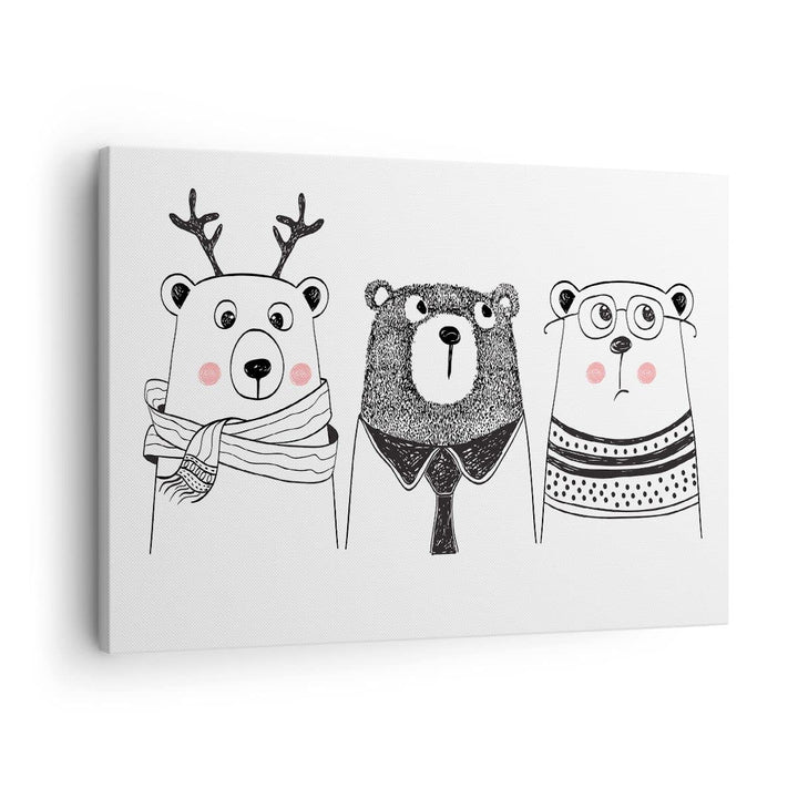 Bilder auf Leinwand Spass süss Teddybär Leinwandbild mit Rahmen 70x50cm Wandbilder Dekoration Wohnzi