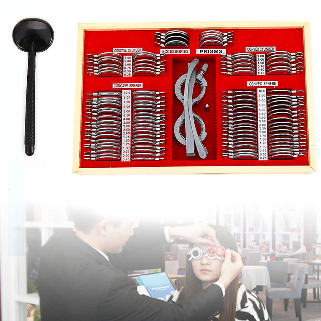 Optische Testlinsen, 104-teilig, mit optischem Testrahmen, Set mit Optometrie-Testlinsen, für besond