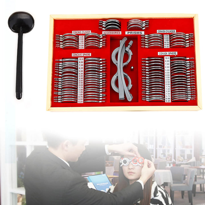 Optische Testlinsen, 104-teilig, mit optischem Testrahmen, Set mit Optometrie-Testlinsen, für besond