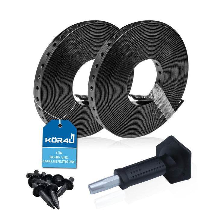 kör4u Fixpin Lochband Montageset mit 2x Montagelochband, Setzeisen und 400 Fixpin Nägeln, Starter-Se