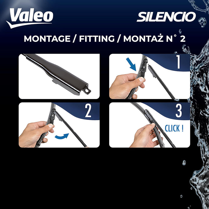 Valeo Silencio VF417 Wischerblatt 574355 Vorderansicht: 700mm / 650mm Menge Set 2 Einheiten (für lin