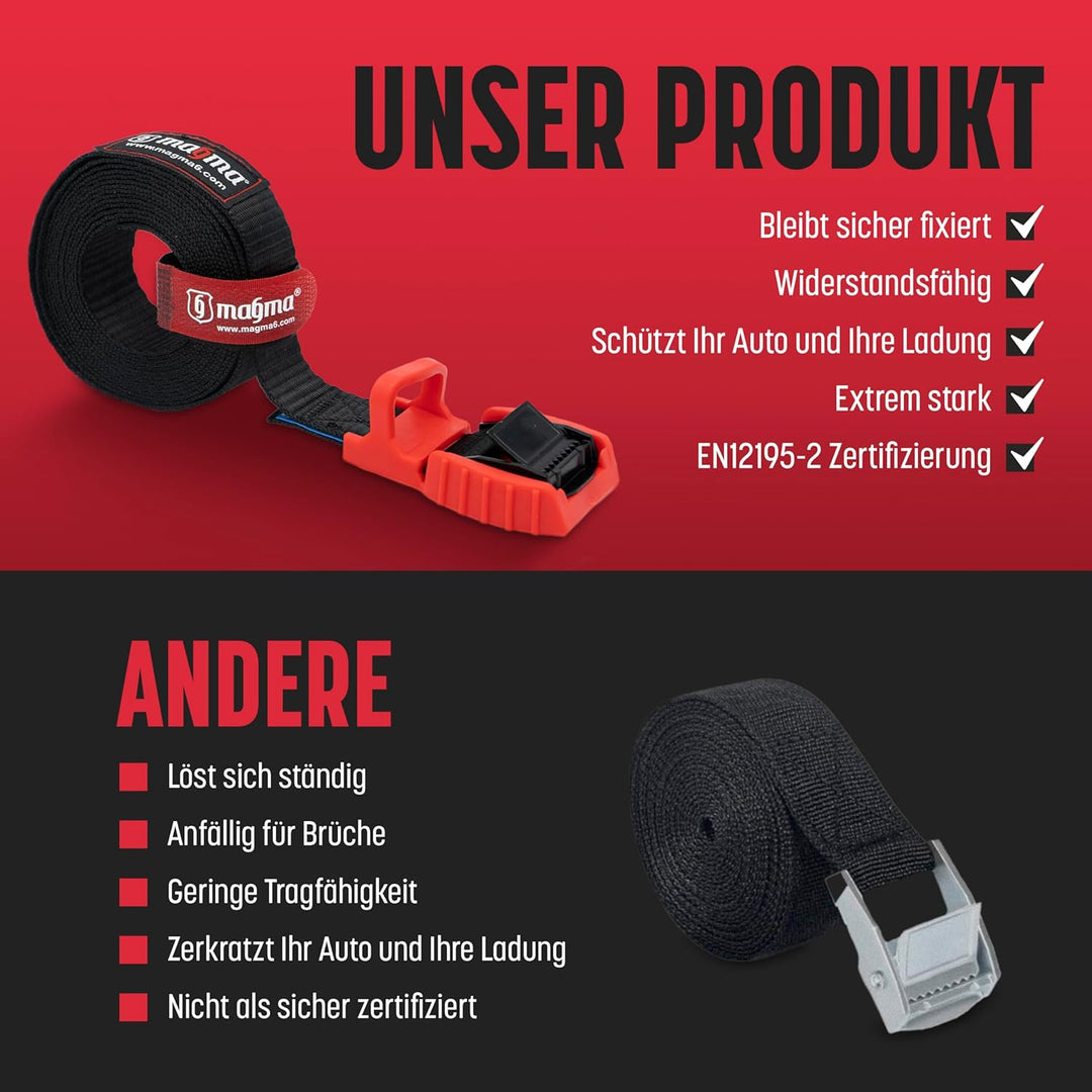MAGMA Cambuckle Gurte | Lastgurt für Fahrrad, Gepäckträger, Surfbrett, Moto, Auto, Kajak und Träger