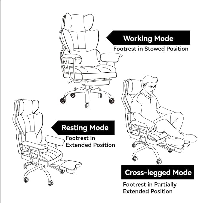 Efomao bürostuhl, PU Leder bürostuhl ergonomisch, Chefsessel mit Lendenwirbelstütze und hoher Rücken