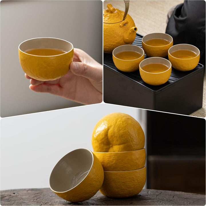 TEANAGOO Teekanne Komplettes japanisches Teeset für Frauen, orangefarbenes asiatisches Keramik-Teese