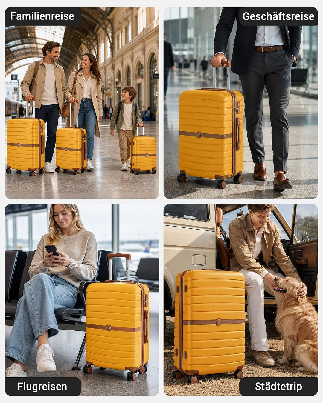 KONO Koffer Reisekoffer Trolley Handgepäck Koffer 55x40x20cm von ABS+PC Hartschalenkoffer mit Zwilli