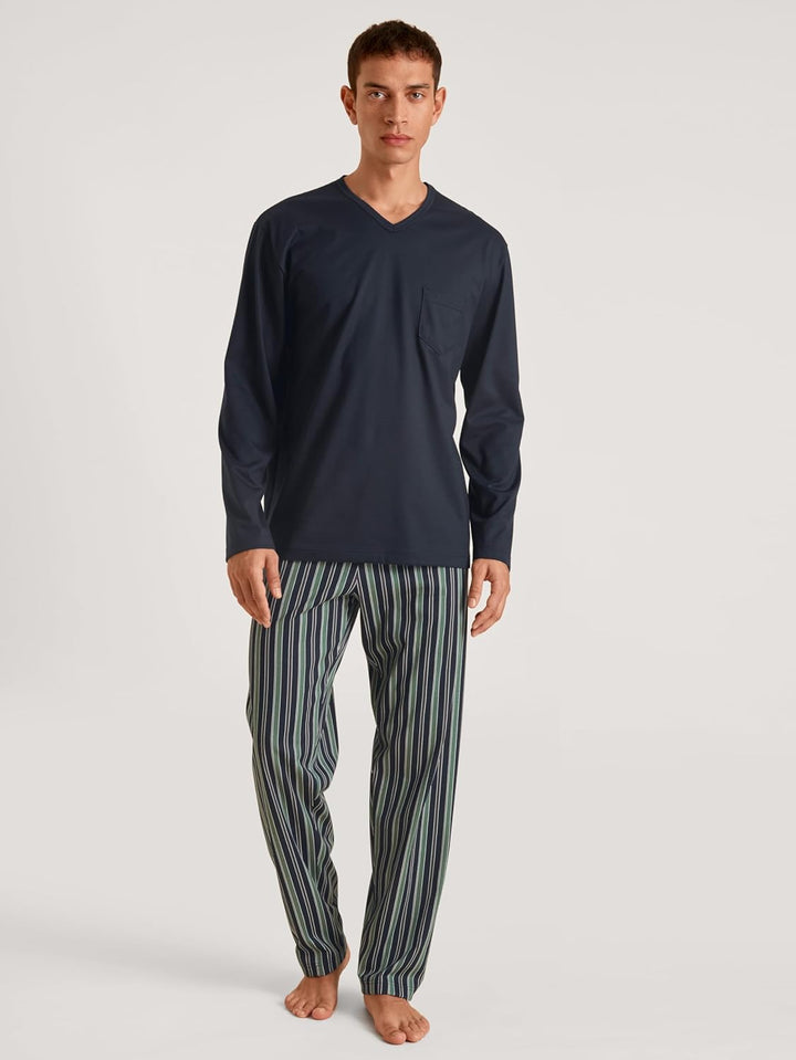 CALIDA Relax Imprint Pyjama, lang Herren Blue Night 50, Blue Night 50