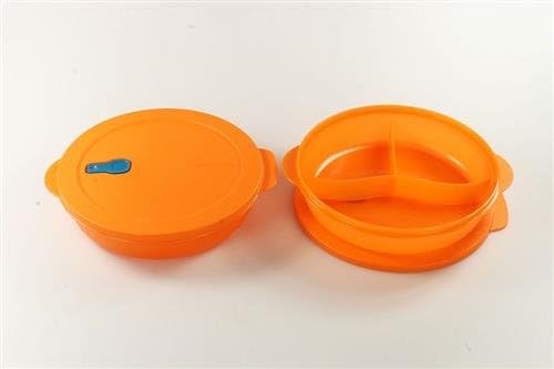 TUPPERWARE Mikrowelle CrystalWave 1,9 L mit Abtrennung orange Micro Wave (2)
