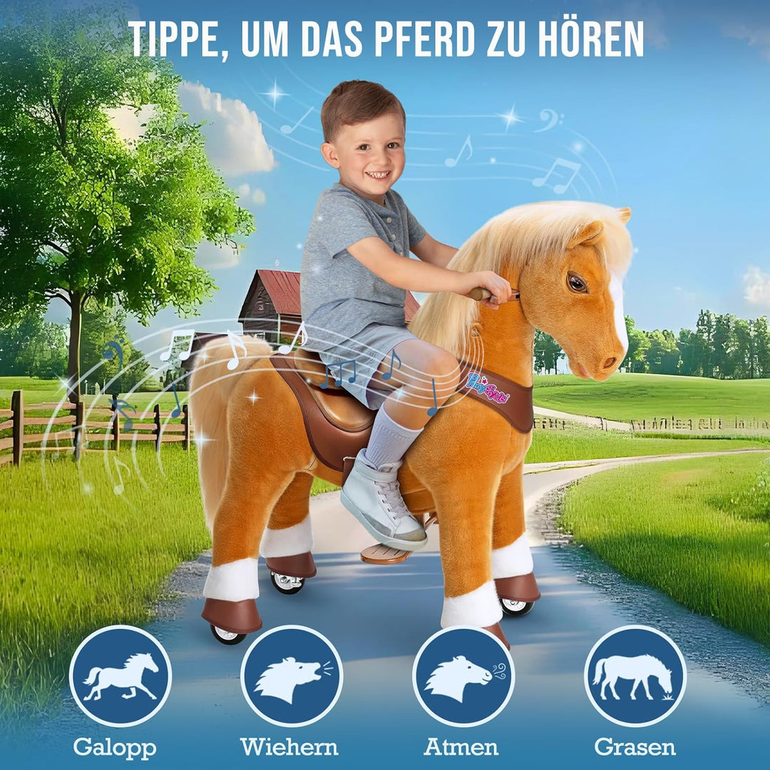PonyCycle Modell Y Pferd zum Reiten für Kinder 3-4 Jahre, Mechanisches Reitpferd Spielzeug mit Brems