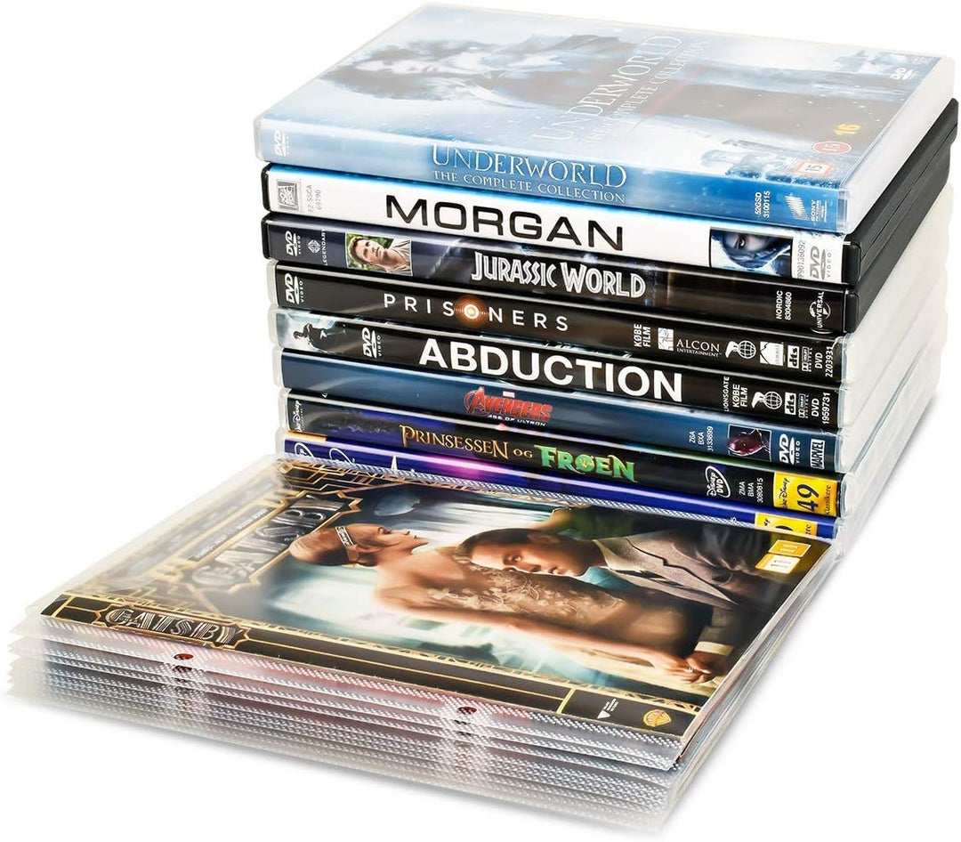 3L Fr 10282 – DVD-Hüllen, perforiert, transparent, mit Klappe, zum Aufbewahren von DVD-Scheiben – 10