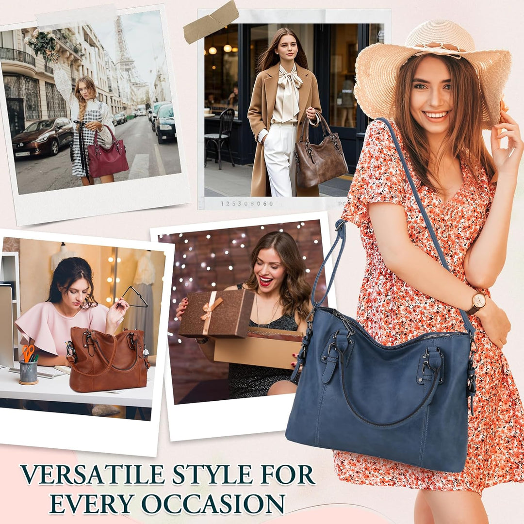 MayBlosom Damen Handtasche, Hobo Tasche Shopper PU leder Umhängetasche Schultertasche Geldbörse für