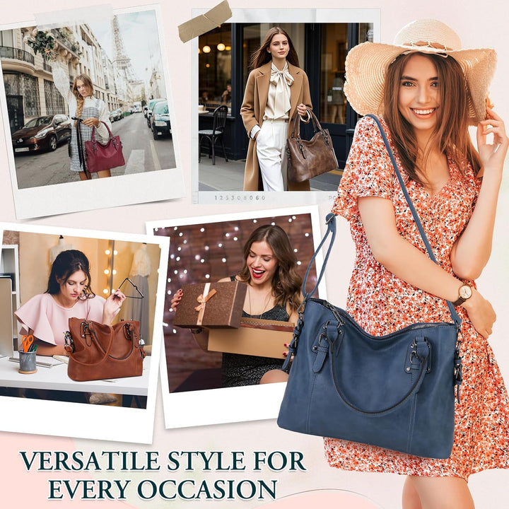 MayBlosom Damen Handtasche, Hobo Tasche Shopper PU leder Umhängetasche Schultertasche Geldbörse für