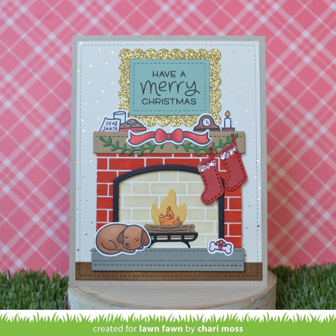 Lawn Fawn, Lawn cuts/Stanzschablone, Shadow Box Card Fireplace add-on
