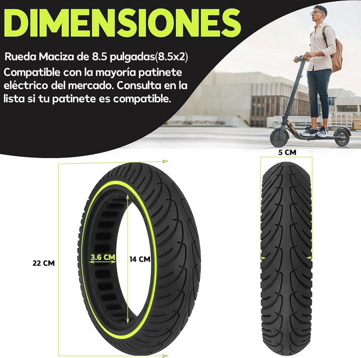 ANSENI Massive Räder für Elektroroller 8,5 Zoll, Reifen im Dunkeln, pannensicheres Rad, kompatibel m