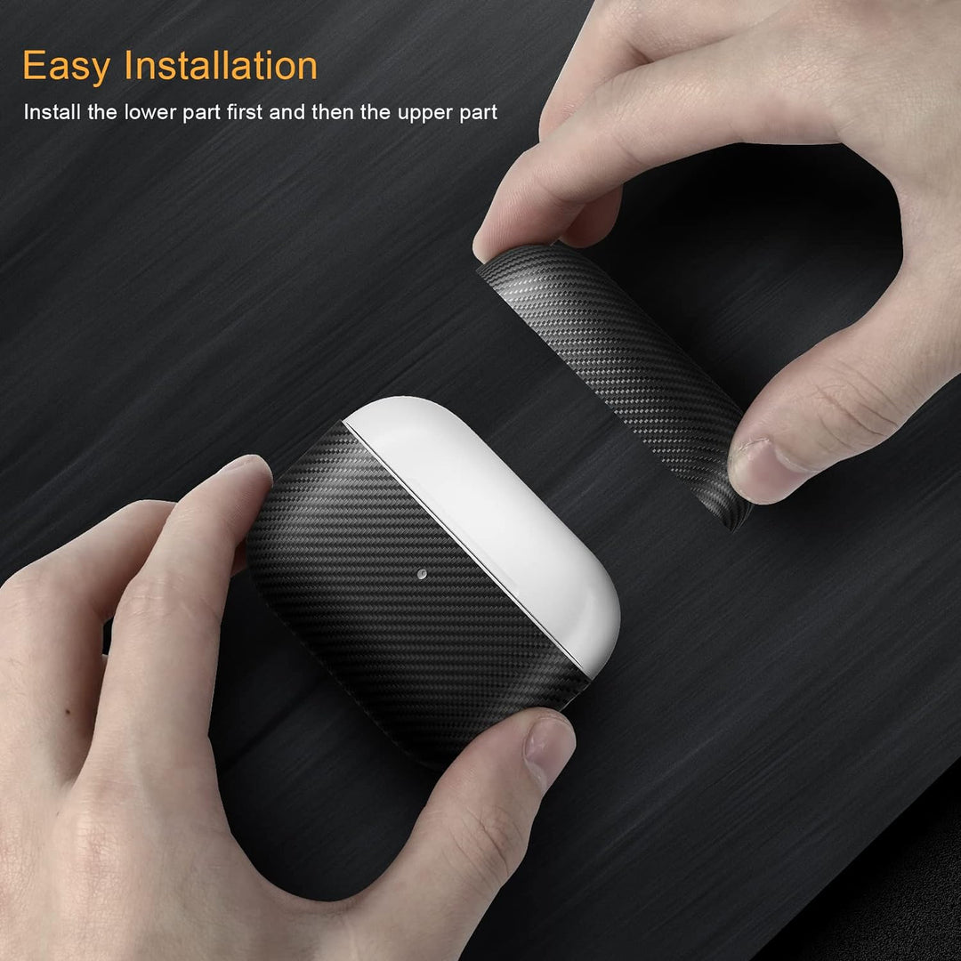 memumi Carbon Hülle für AirPods Pro 2, 0.3 mm Superdünne, Hülle aus echter 600D Aramidfaser [100% Ar