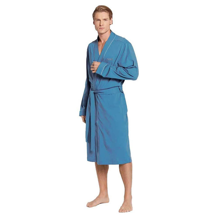 BOSS Hugo Boss Herren Bademantel Kimono BM 10121122 02, Einfarbig, Medium Blue420