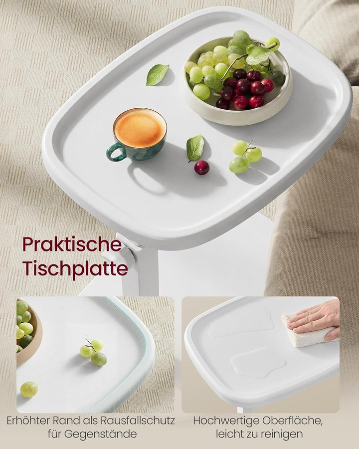 VASAGLE Beistelltisch C-Form, Sofatisch, Couchtisch für kleine Räume, Wohnzimmertisch höhenverstellb