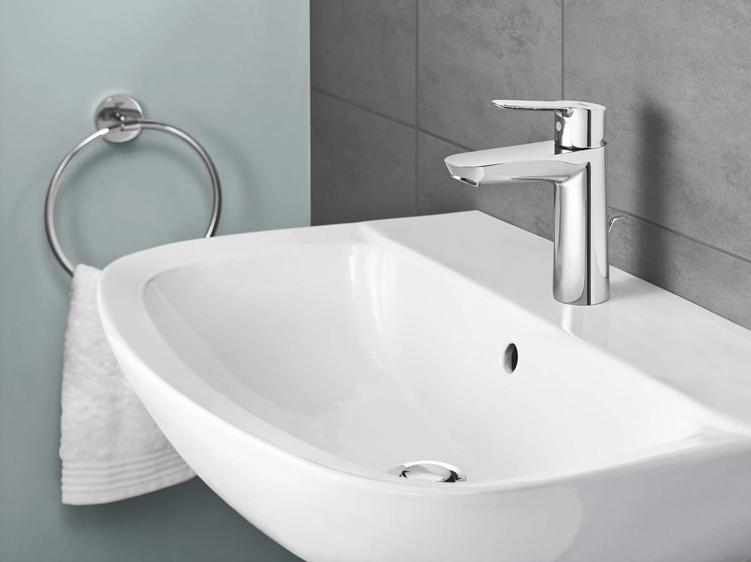 GROHE BauLoop, Waschtischarmatur, wassersparend (Wasserhahn für das Bad, 17cm hoch, Badarmatur mit Z