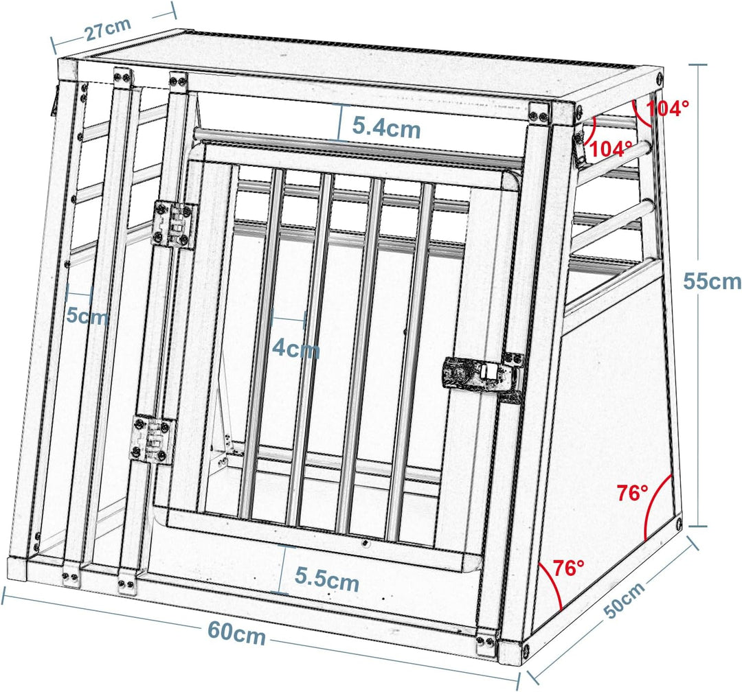 EUGAD Hundetransportbox Alubox Reisebox Autobox für kleine Hunde Beagle, Französische Bulldogge, kle